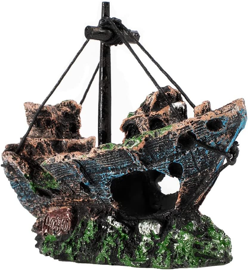 Foto 3 pulgar | Resina Para Decoración De Acuarios, Diseño De Barco Hundido Y Naufragado, Para Peces Bronceados - Venta Internacional.