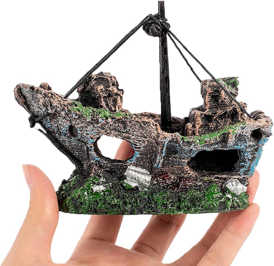 Foto 4 pulgar | Resina Para Decoración De Acuarios, Diseño De Barco Hundido Y Naufragado, Para Peces Bronceados - Venta Internacional.