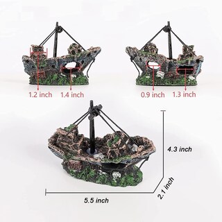 Foto 4 | Resina Para Decoración De Acuarios, Diseño De Barco Hundido Y Naufragado, Para Peces Bronceados - Venta Internacional.