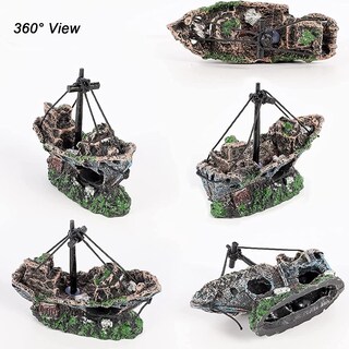 Foto 5 | Resina Para Decoración De Acuarios, Diseño De Barco Hundido Y Naufragado, Para Peces Bronceados - Venta Internacional.