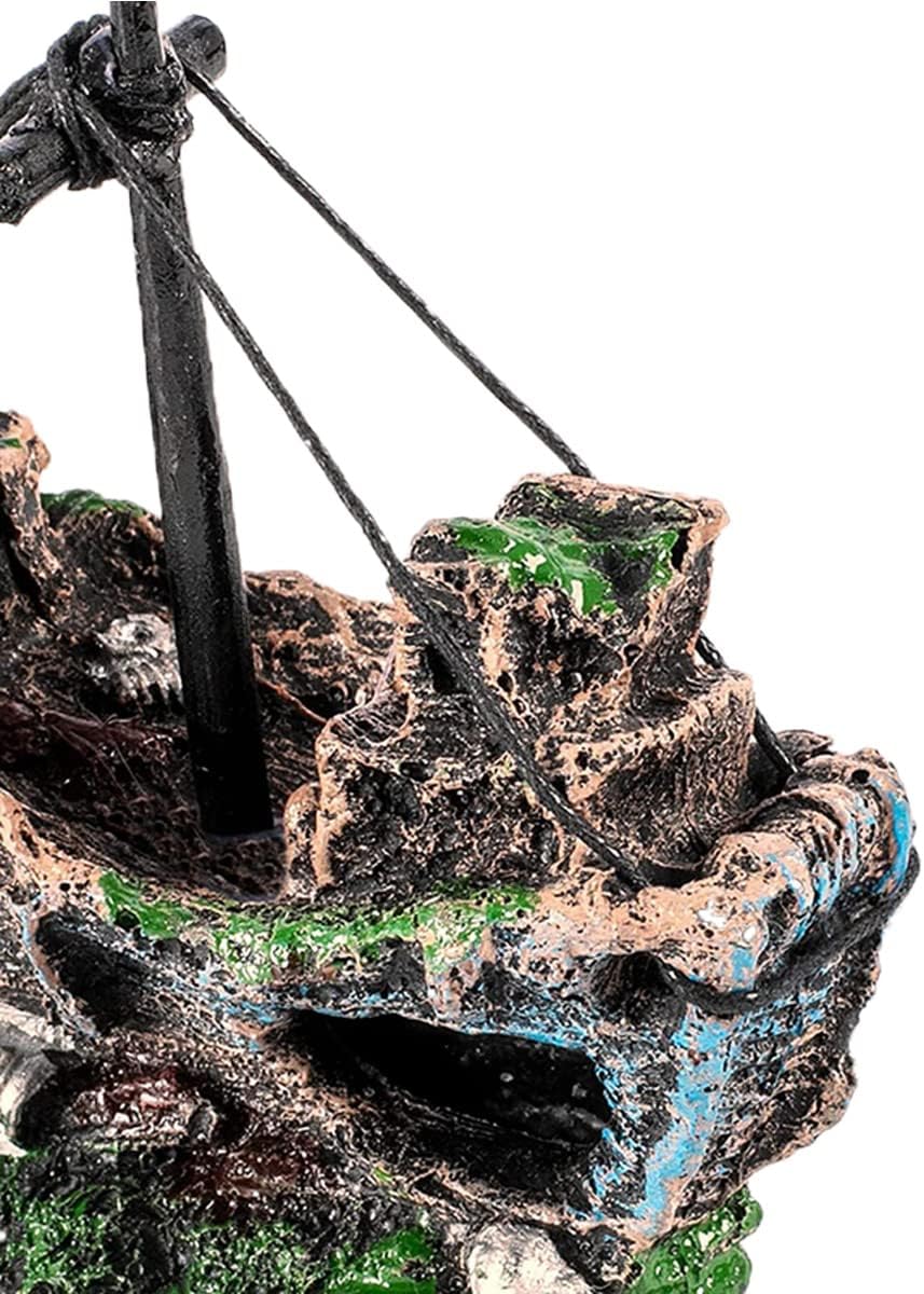 Foto 7 pulgar | Resina Para Decoración De Acuarios, Diseño De Barco Hundido Y Naufragado, Para Peces Bronceados - Venta Internacional.