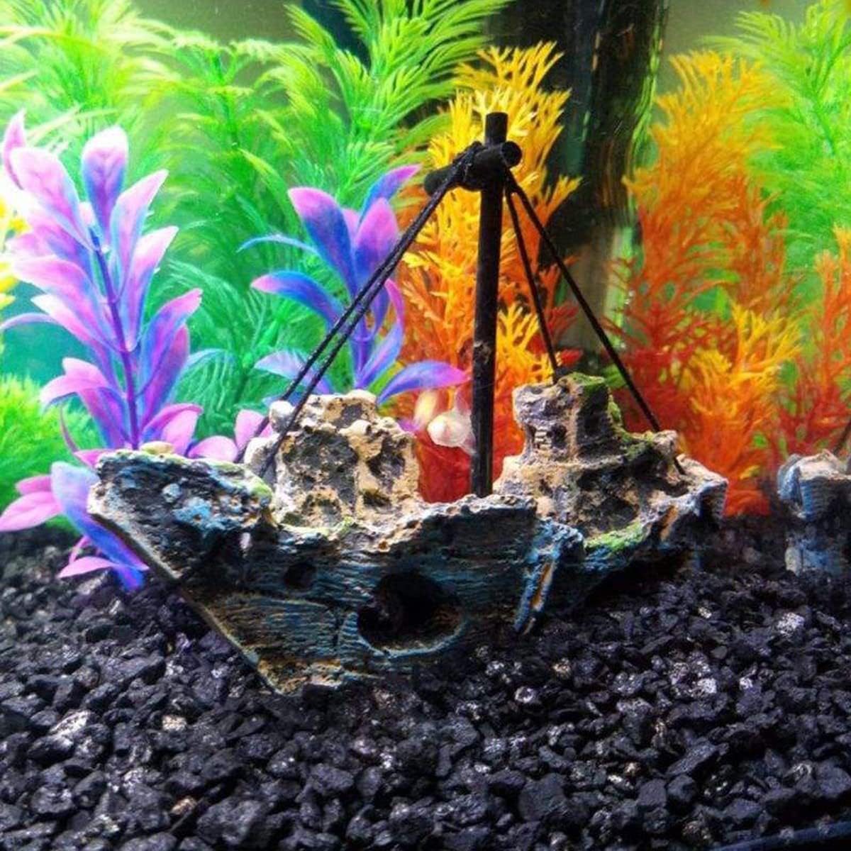 Foto 8 pulgar | Resina Para Decoración De Acuarios, Diseño De Barco Hundido Y Naufragado, Para Peces Bronceados - Venta Internacional.