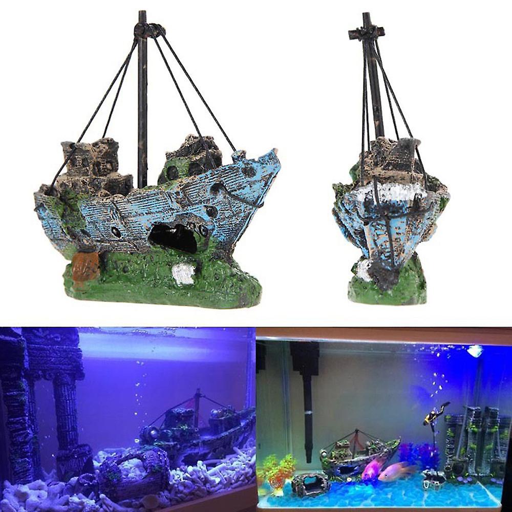 Foto 2 pulgar | Adorno Para Acuario, Vista A Barco, Rocalla Que Esconde Un Árbol De Cueva - Venta Internacional.