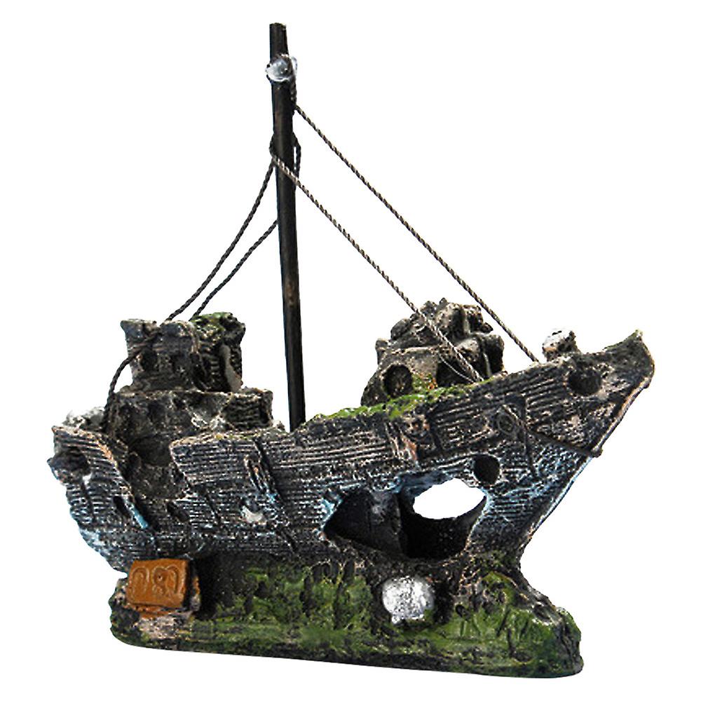 Foto 3 pulgar | Adorno Para Acuario, Vista A Barco, Rocalla Que Esconde Un Árbol De Cueva - Venta Internacional.