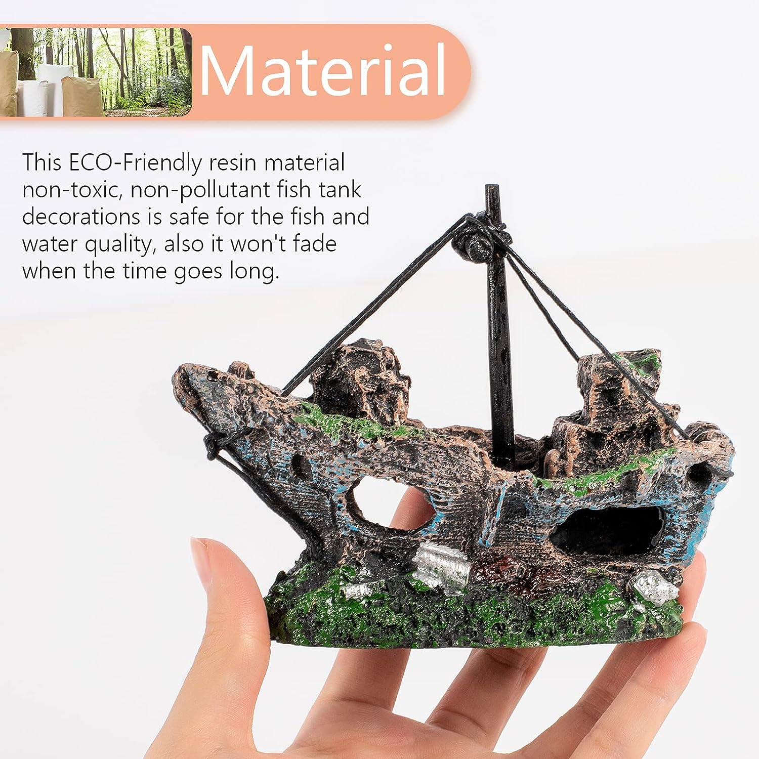 Foto 5 | Náufrago Decorativo Para Pecera Para Acuario De 10 A 55 Galones - Venta Internacional.