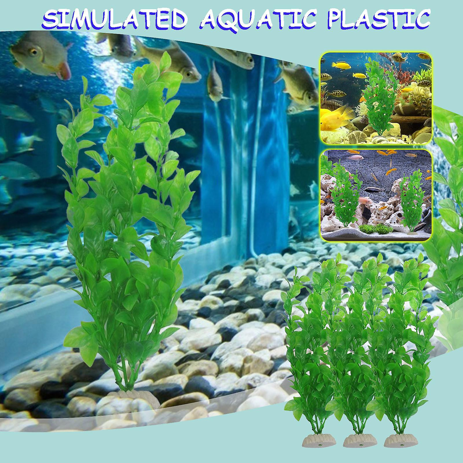 Foto 2 | Plantas Artificiales Para Pecera De Acuario, 3 Piezas, De Plástico Verde - Venta Internacional.