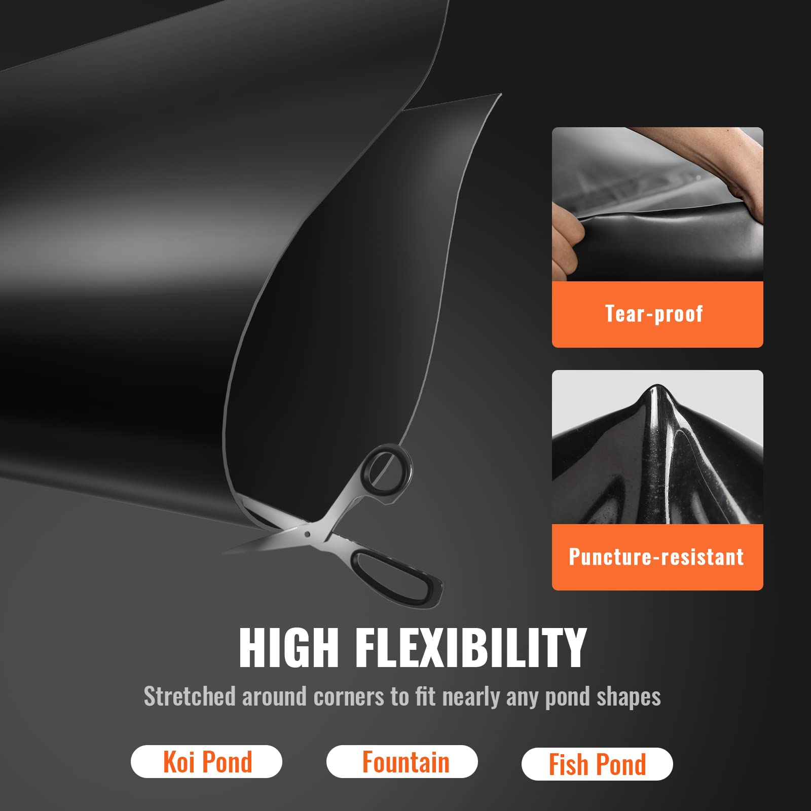 Foto 5 | Pond Liner Vevor, 3 X 4 M, 0,5 Mm De Grosor, Material Lldpe Negro - Venta Internacional.