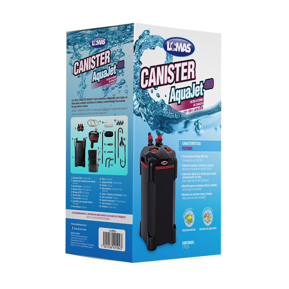 Foto 2 pulgar | Filtro Externo Lomas Canister Aquajet FL8904 para Peceras o Acuarios Capacidad de Hasta 400 Litros