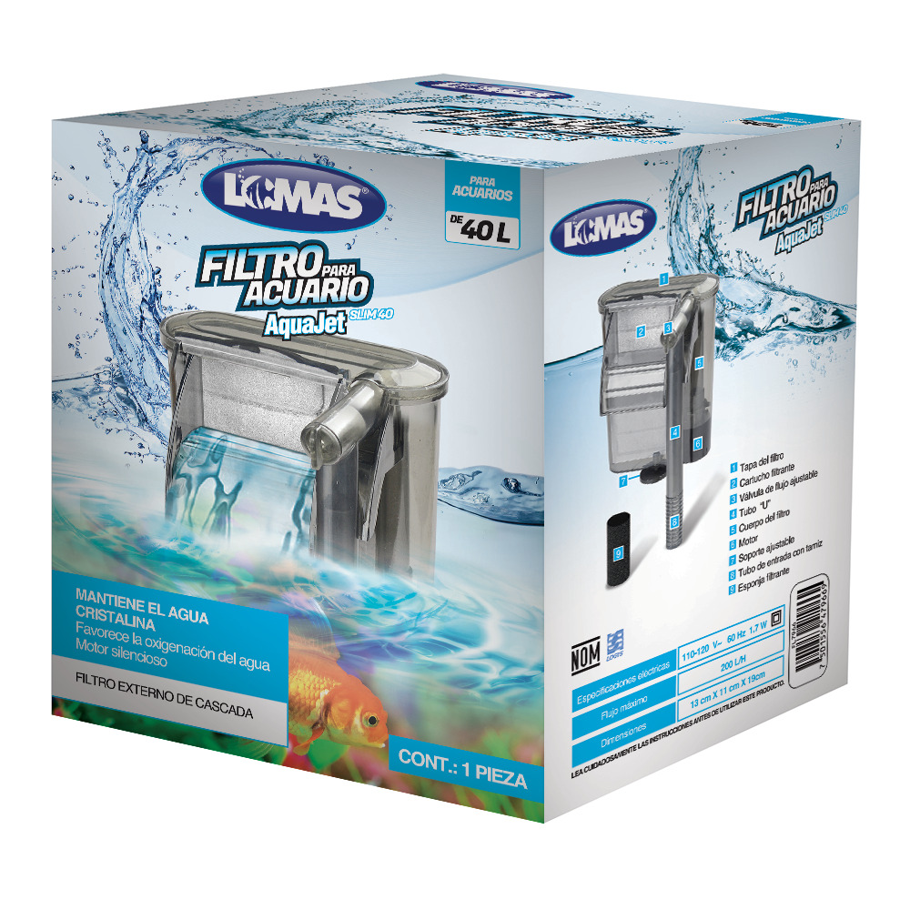 Foto 4 pulgar | Filtro Externo Aquajet Slim Lomas FL7966 color Gris para Pecera con Capacidad de 40 L