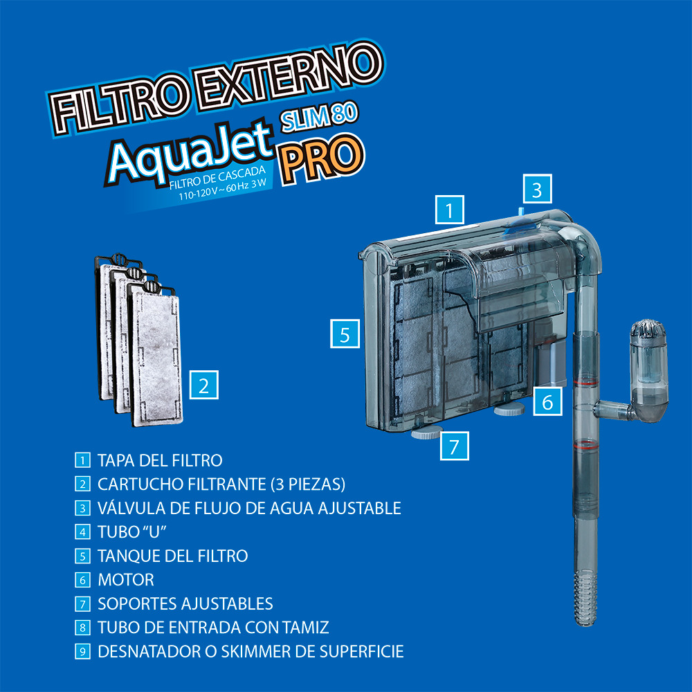Foto 4 pulgar | Filtro de Cascada Aquajet Slim Pro 80 Lomas FL8883 color Gris para Peceras y Acuarios para 80 L