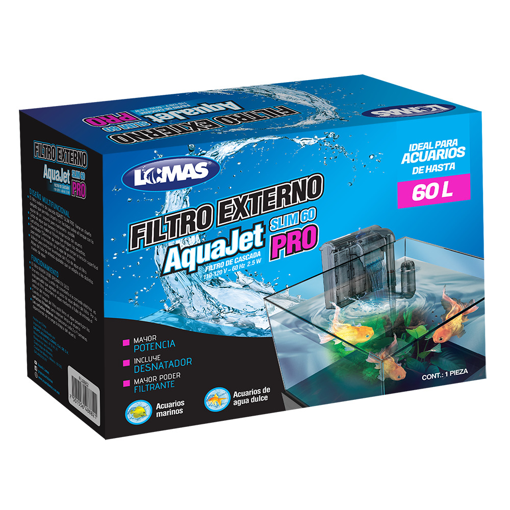 Foto 2 pulgar | Filtro Externo Aquajet Slim Pro Lomas FL8882 color Gris de 60 L para Acuarios y Peceras