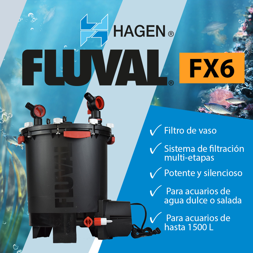 Foto 4 pulgar | Filtro Fluval Hagen FX6 HA219 color Negro para Acuarios de Hasta 400 Galones