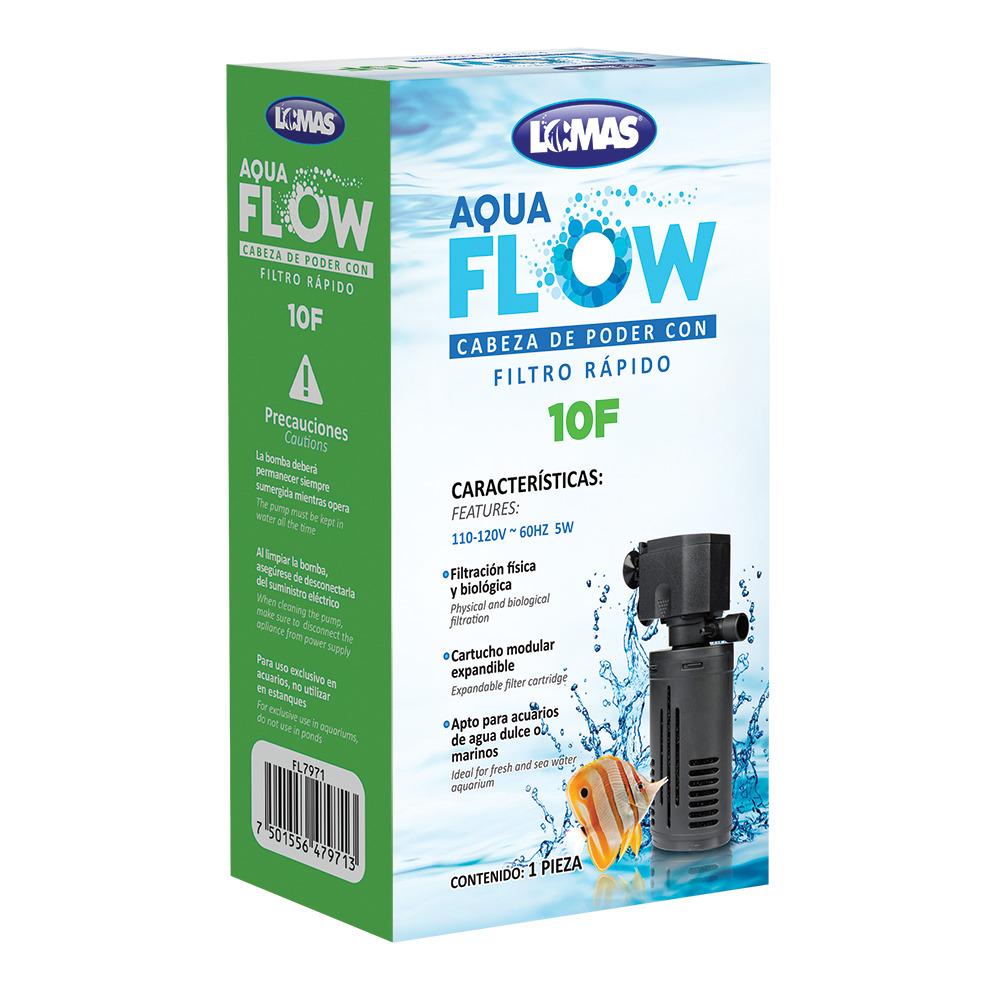 Foto 4 pulgar | Cabeza de Poder con Filtro Rápido Aqua Flow 10 F Lomas FL7971 Negro para Peceras