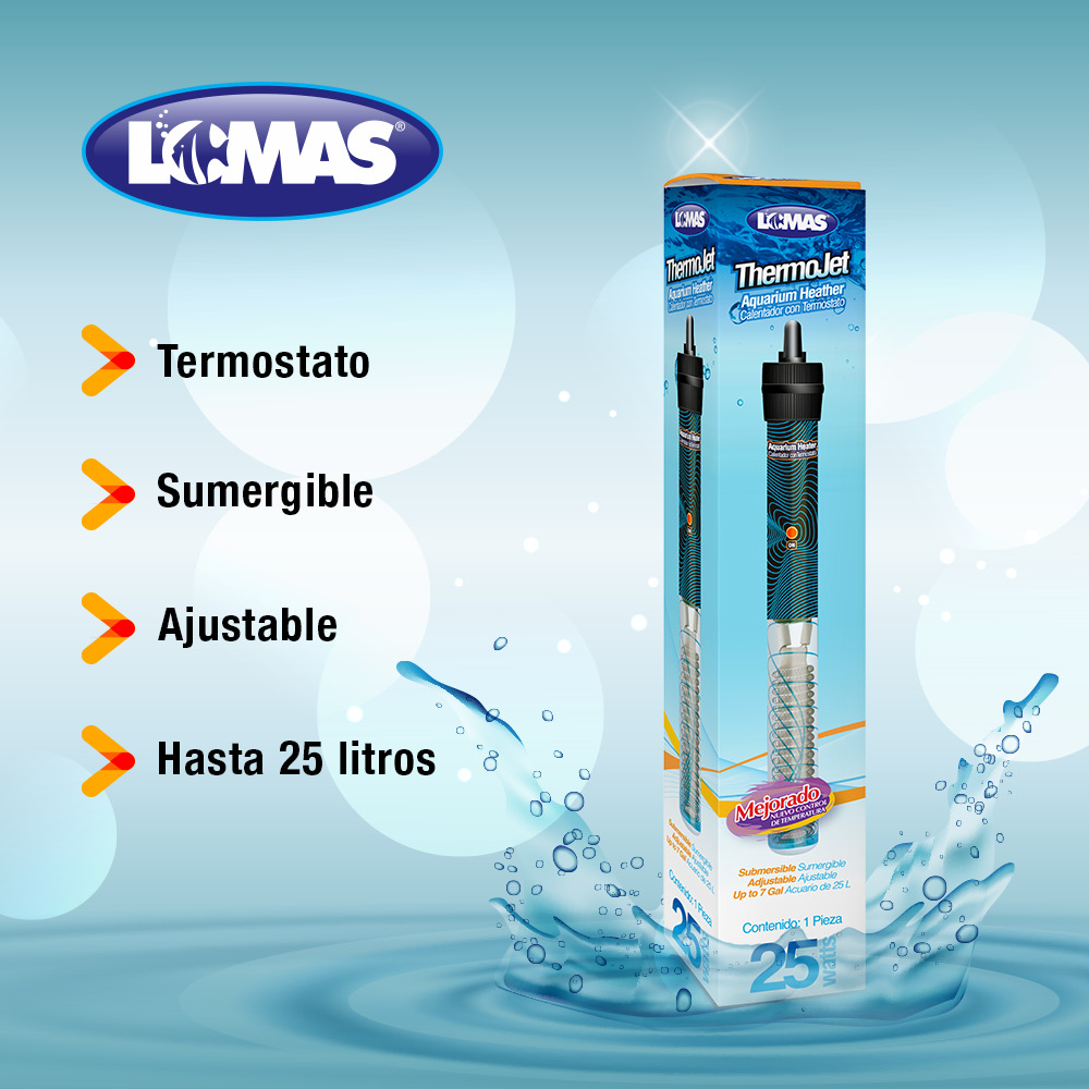 Foto 3 | Calentador Sumergible ThermoJet Lomas FL7751 Transparente de 25 Watts con Termostato para Peceras o Acuarios