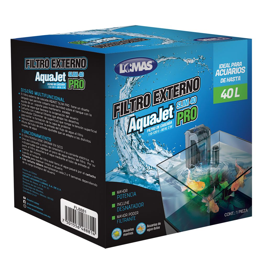 Foto 5 pulgar | Filtro Externo AquaJet Slim 40 Pro Lomas FL8881 color Gris para Pecera o Acuario de Hasta 40 L