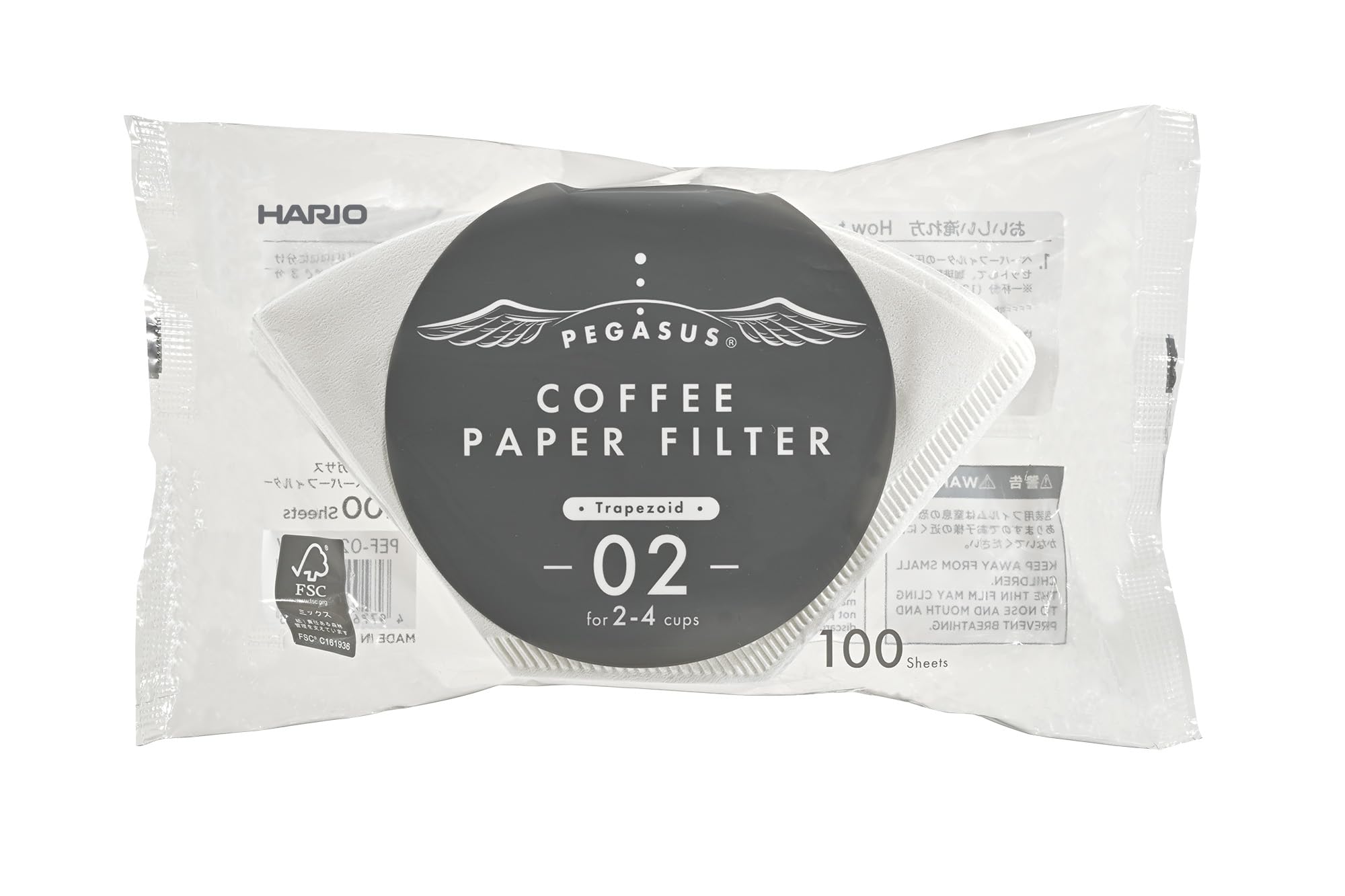 Foto 1 | Filtros De Fondo Plano Hario Pegasus, Tamaño 02, Blancos, 100 Unidades - Venta Internacional.