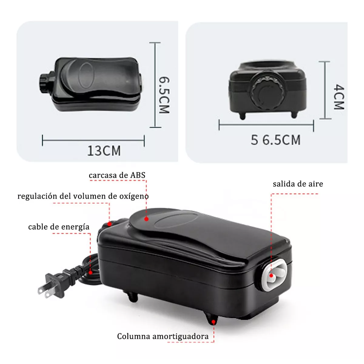 Foto 4 pulgar | Bomba De Aire Peces Pecera Acuario 2 Salidas 180l/h Eo Safe Imports Esi-15315 Negro