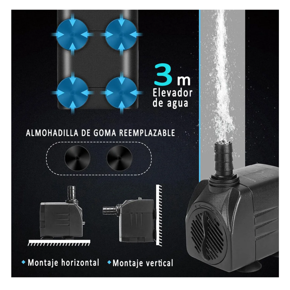 Foto 4 pulgar | Bomba Agua Sumergible Pecera 4 Pz Lab.g, Negro