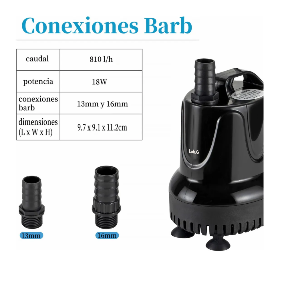 Foto 3 pulgar | Bomba De Agua Pecera Lab.g, Negro 3pz