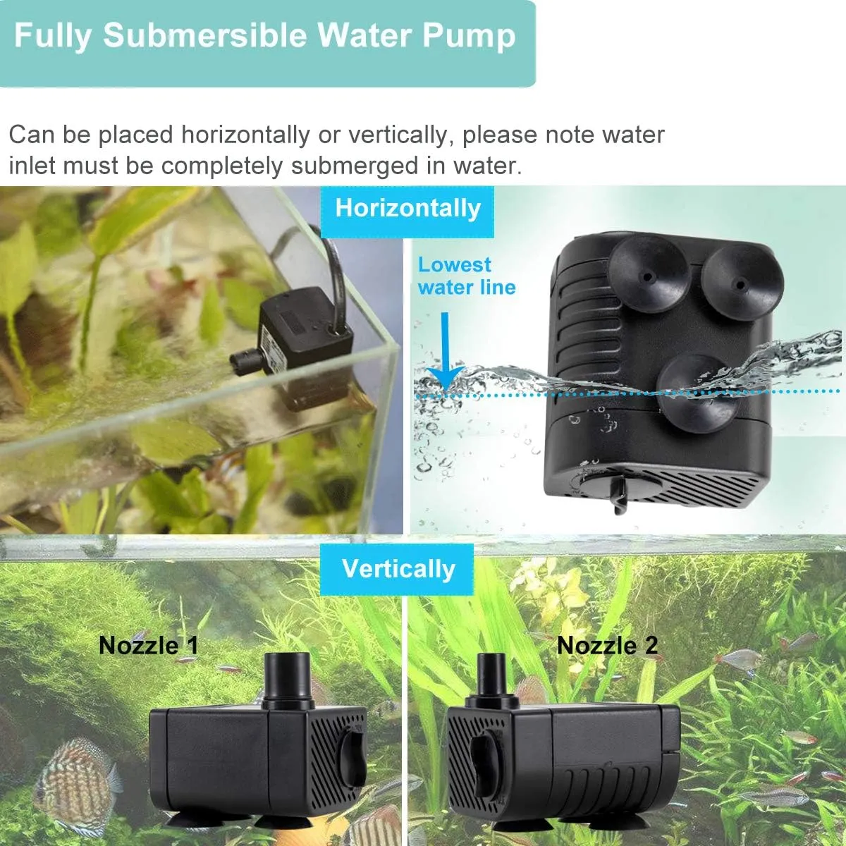 Foto 4 | Bomba Lab.g De Agua Mini Pecera Negro