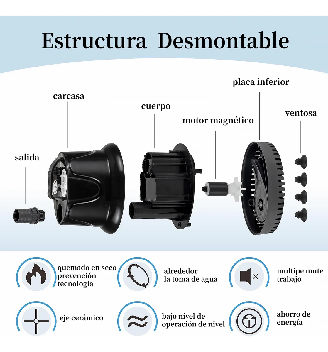 Foto 5 pulgar | Bomba Belug De Agua Pecera Negro 3pz