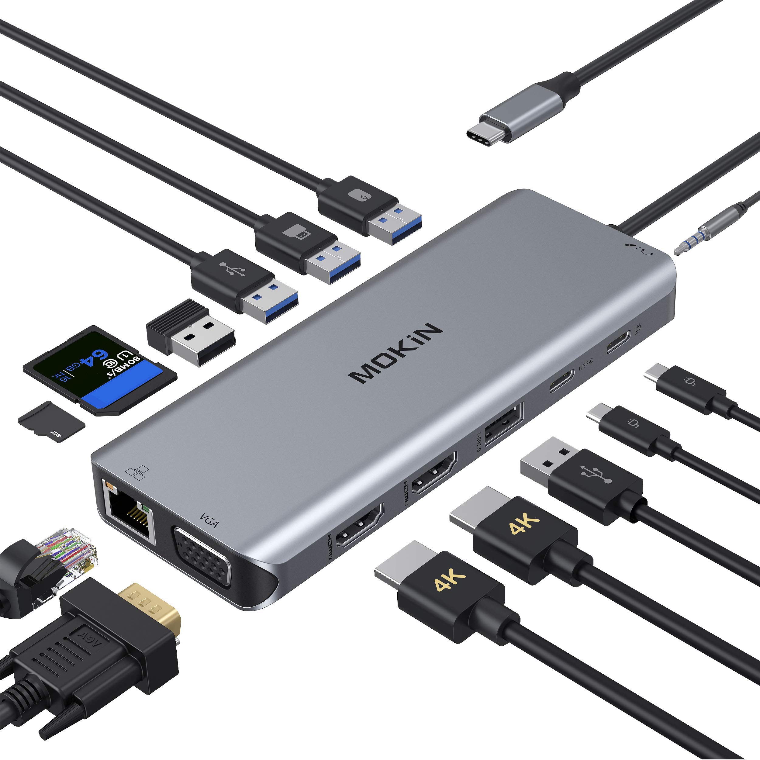 Foto 2 pulgar | Estación de Acoplamiento Usb-c Mokin 14 en 1 con Monitor Dual con Hdmi y V - Venta Internacional