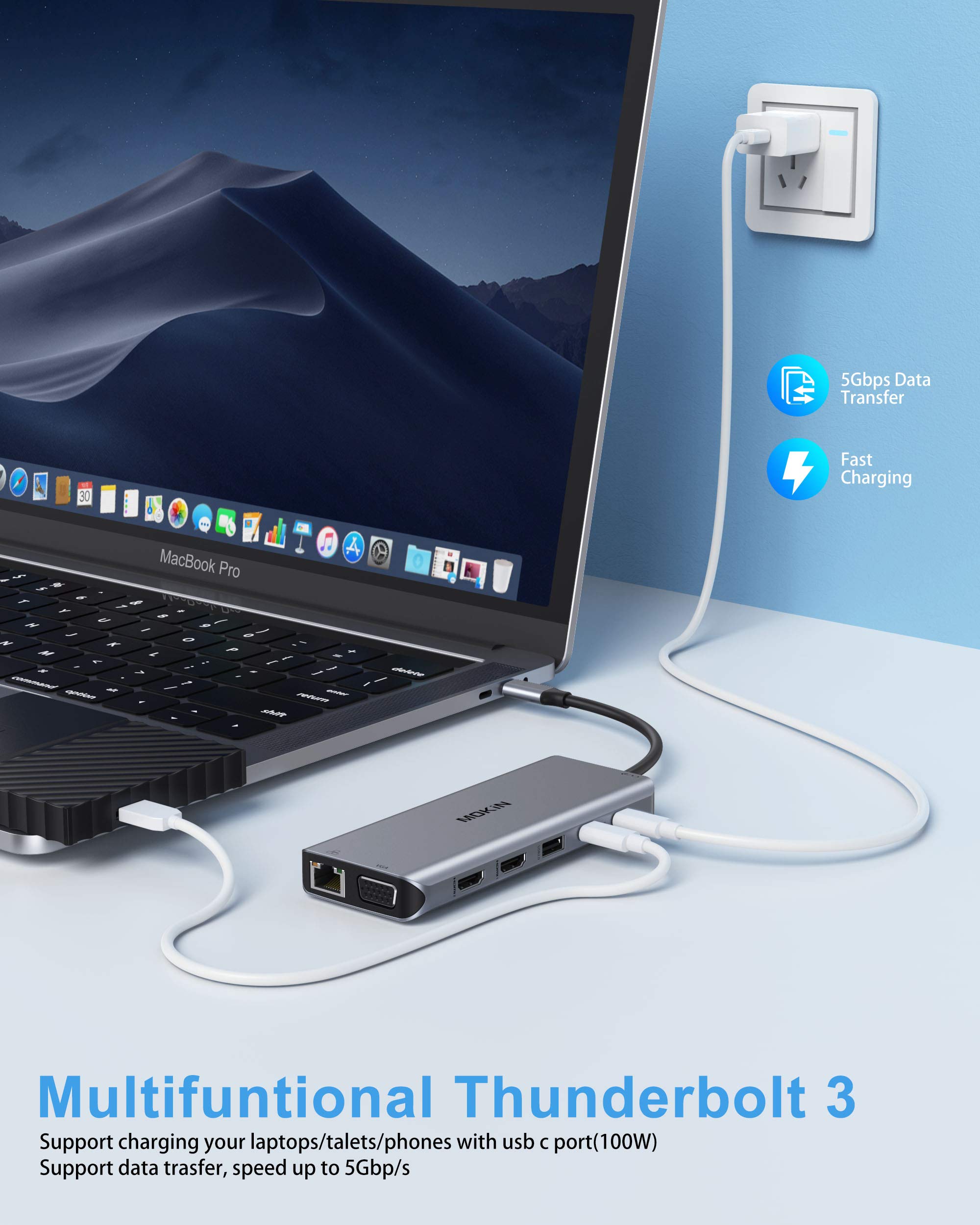 Foto 7 pulgar | Estación de Acoplamiento Usb-c Mokin 14 en 1 con Monitor Dual con Hdmi y V - Venta Internacional