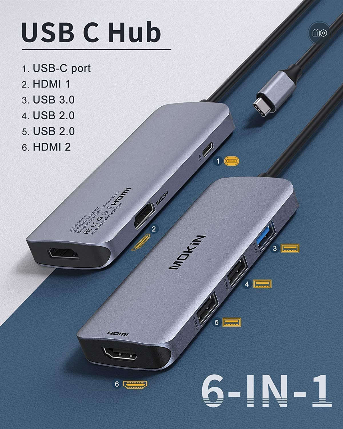 Foto 3 pulgar | Estación De Acoplamiento Usb C, Adaptador Hdmi Dual Mokin Para Windows - Venta Internacional.