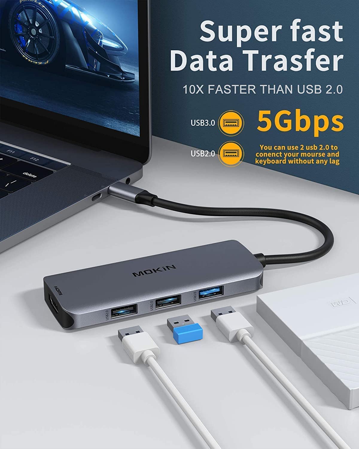 Foto 7 pulgar | Estación De Acoplamiento Usb C, Adaptador Hdmi Dual Mokin Para Windows - Venta Internacional.