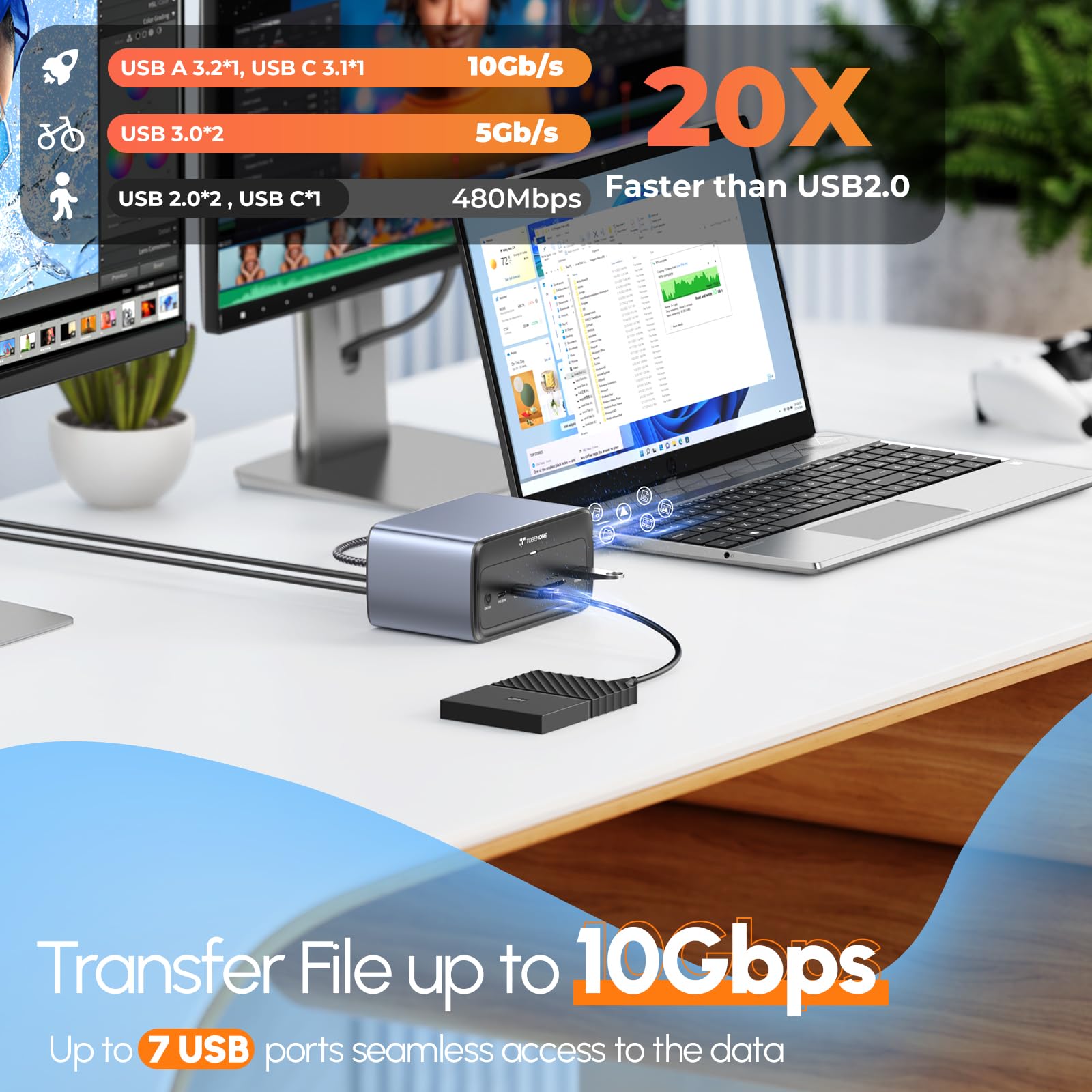 Foto 6 | Estación De Acoplamiento Usb C Para Pantalla Triple 4k Tobenone Uds038 - Venta Internacional.