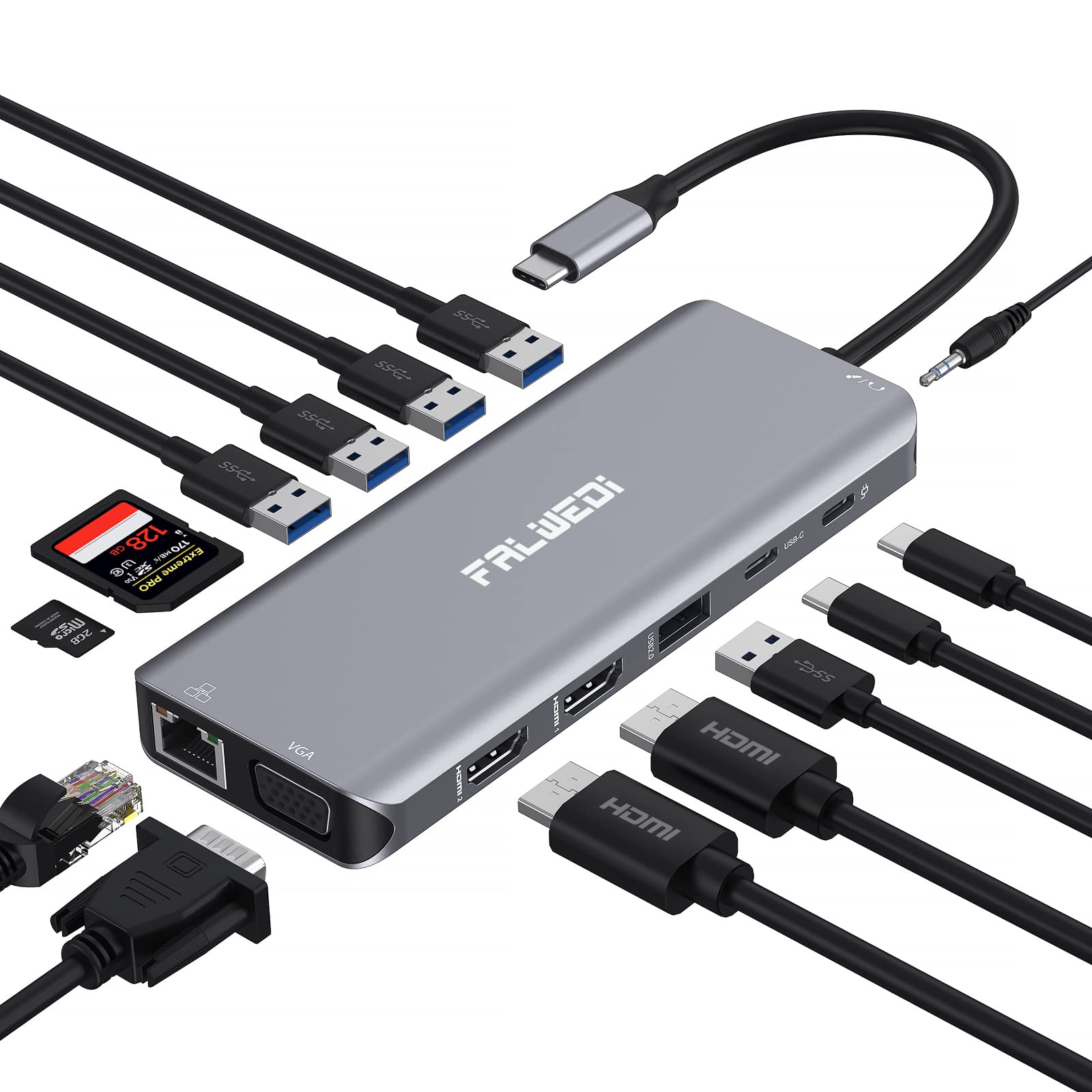 Foto 2 pulgar | Estación De Acoplamiento Usb C Para Portátiles Falwedi 14 En 1 Con 3 Monitores - Venta Internacional.