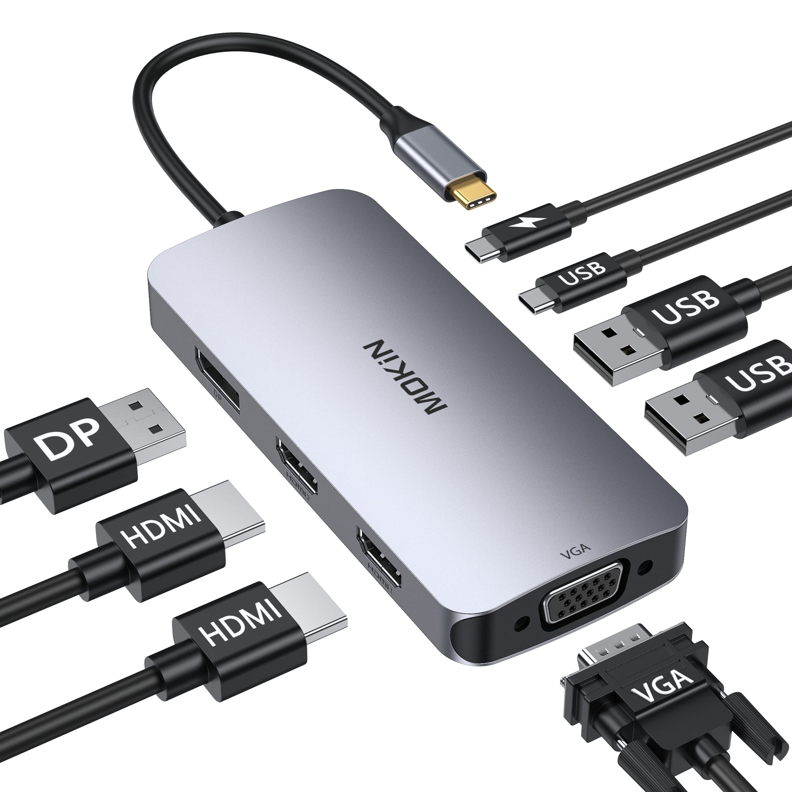 Estación De Acoplamiento Usb C Con Monitor Dual Mokin Con Hdmi, Vga, Usb 3 - Venta Internacional.