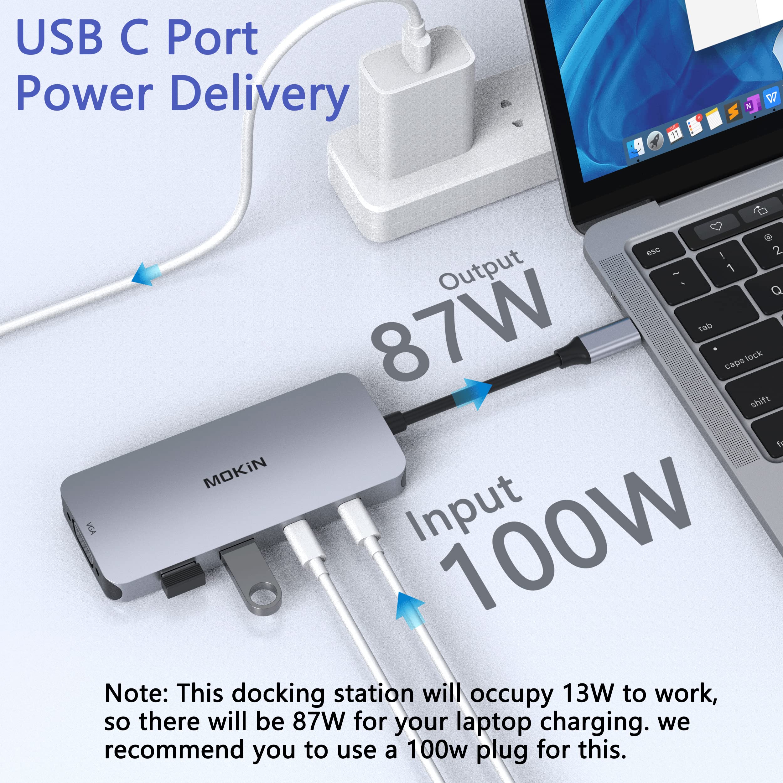 Foto 5 | Estación De Acoplamiento Usb C Con Monitor Dual Mokin Con Hdmi, Vga, Usb 3 - Venta Internacional.