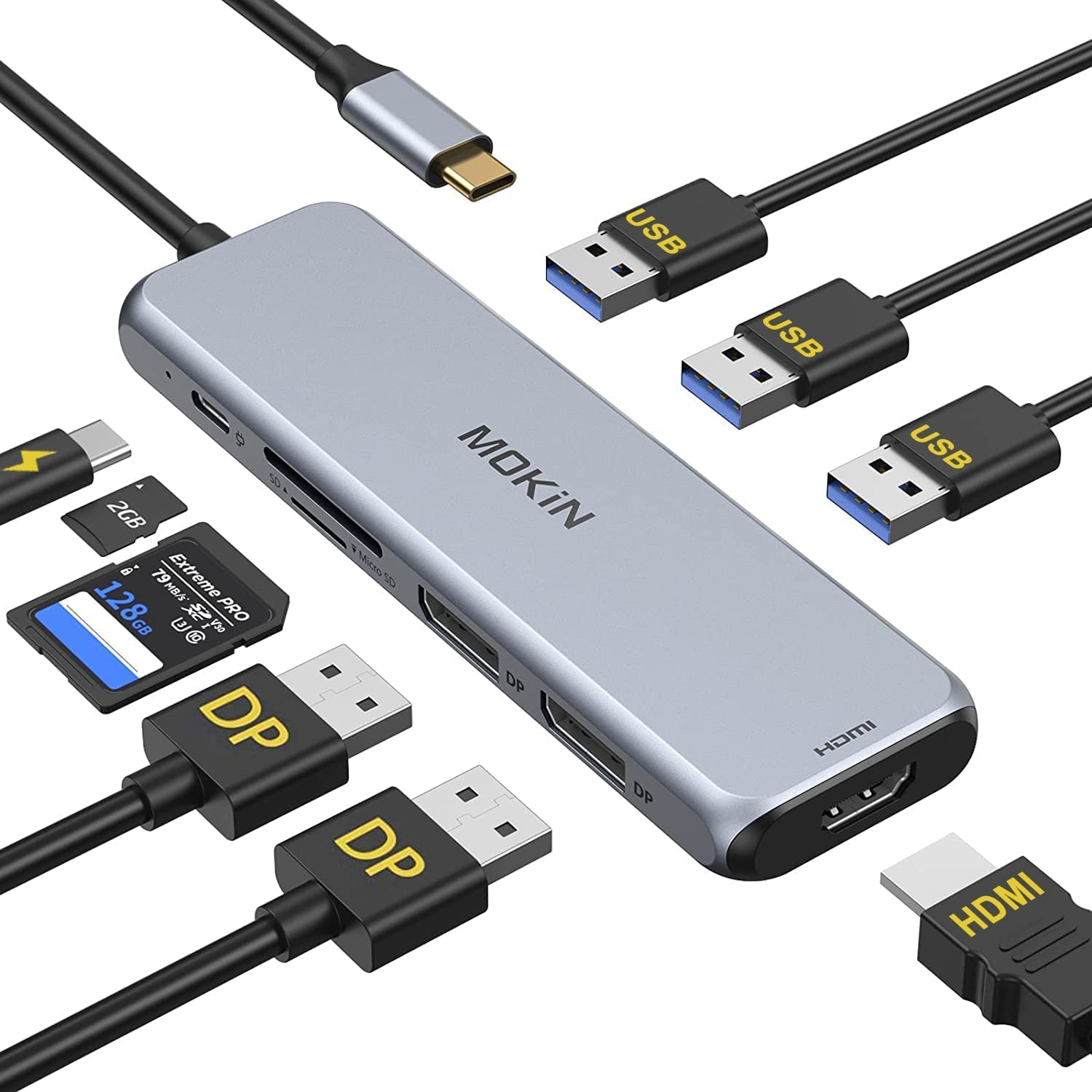 Estación De Acoplamiento Mokin Dual Displayport Hdmi 9 En 1, Hub Usb-c - Venta Internacional.