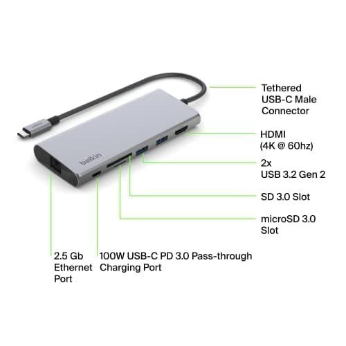 Foto 4 pulgar | Hub Usb-c Estación De Acoplamiento Multipuerto 5 En 1 De Belkin De 60 W - Venta Internacional.