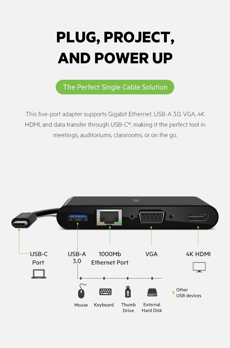 Foto 3 pulgar | Estación De Acoplamiento Multipuerto 5 En 1 De Belkin Con Hub Usb C De 1000 W - Venta Internacional.