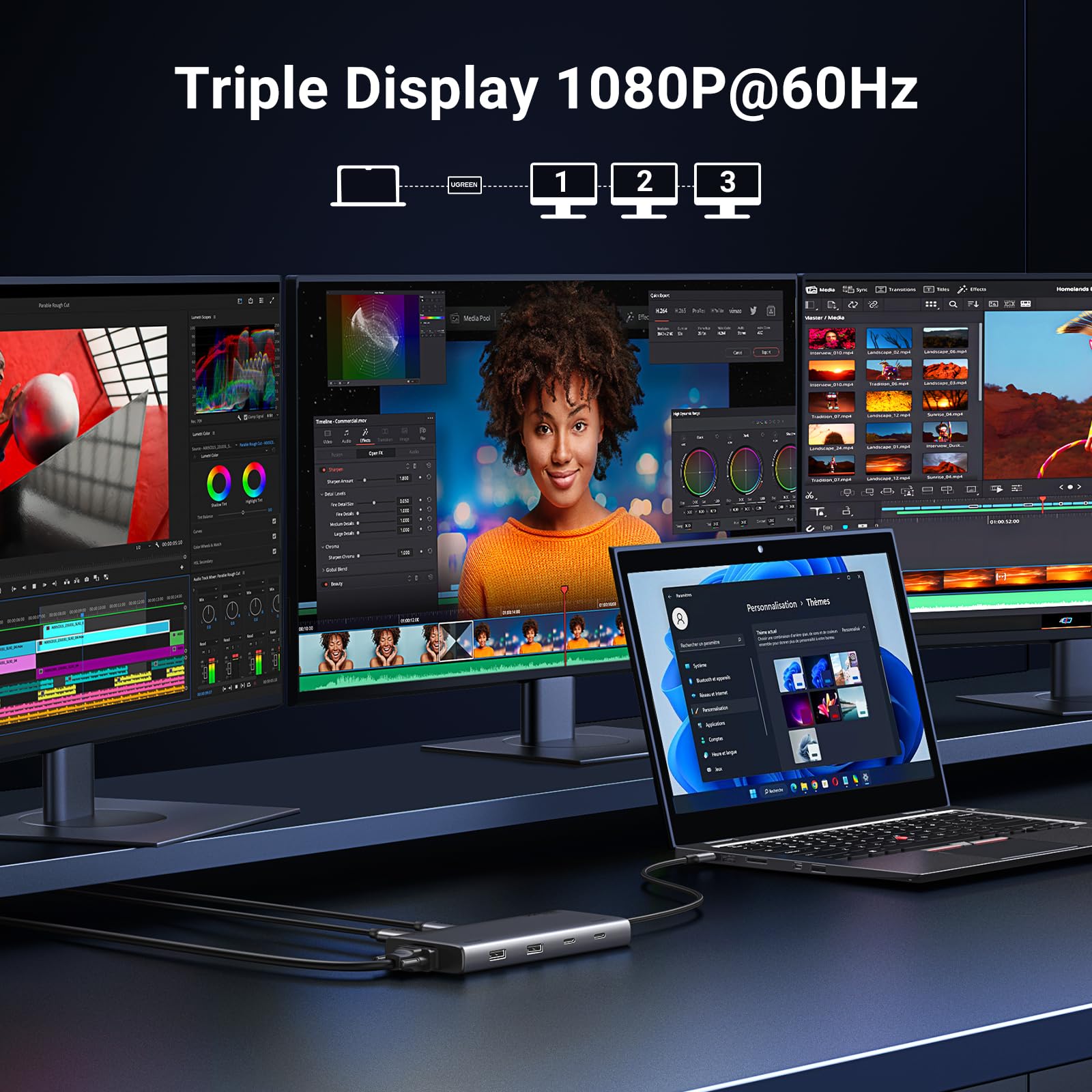 Foto 4 pulgar | Hub Usb C Ugreen Revodok 8 En 1 Con Triple Pantalla, 10 Gbps - Venta Internacional.