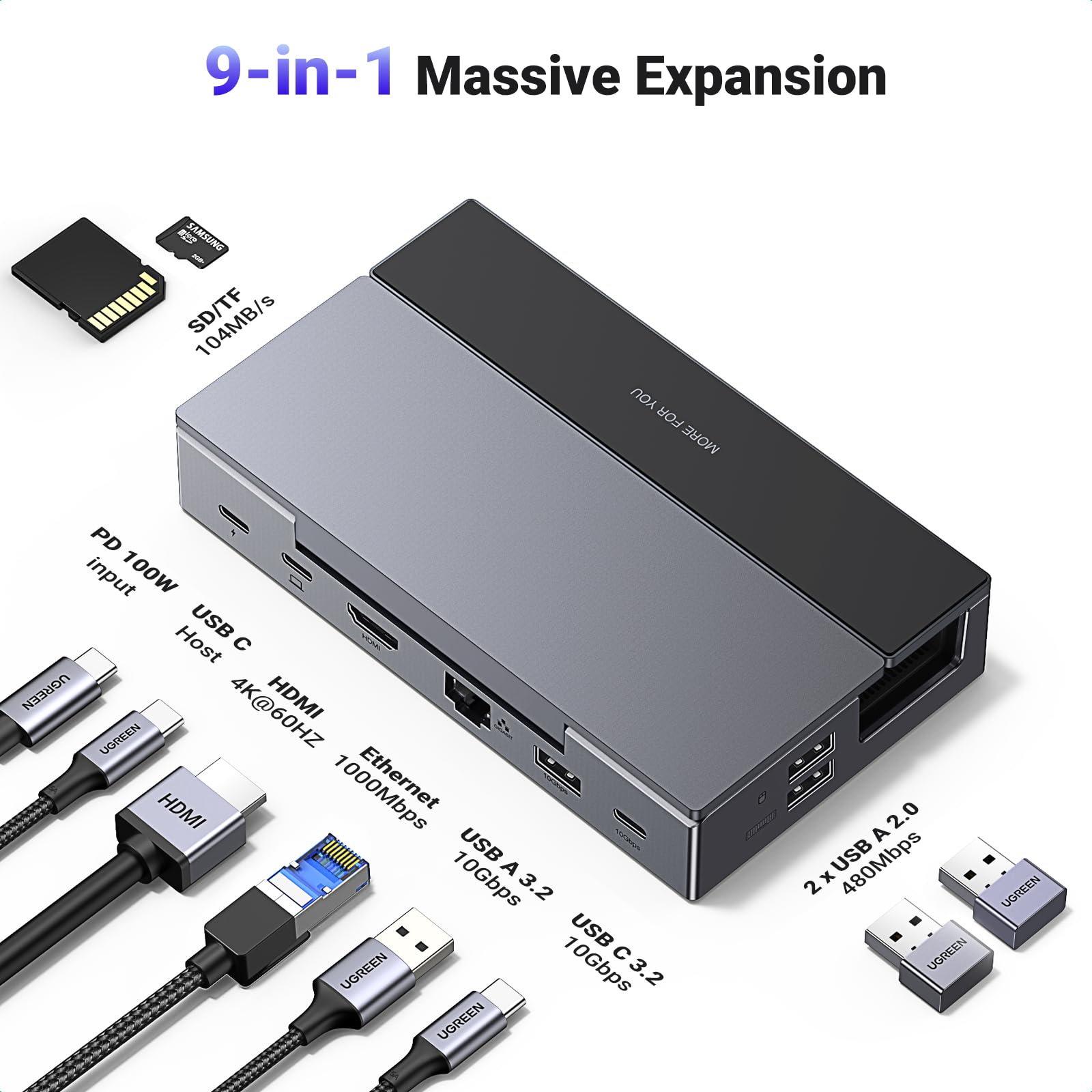 Foto 2 | Estación De Acoplamiento Ugreen Steam Deck Dock 9 En 1 Usb-c 100w Pd - Venta Internacional.