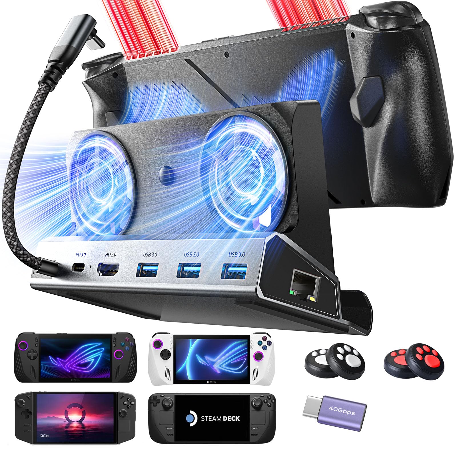 Foto 1 | Estación De Acoplamiento Lisen Para Asus Rog Ally X, Steam Deck Y Lenovo Legion Go Con Doble Ventilador - Venta I