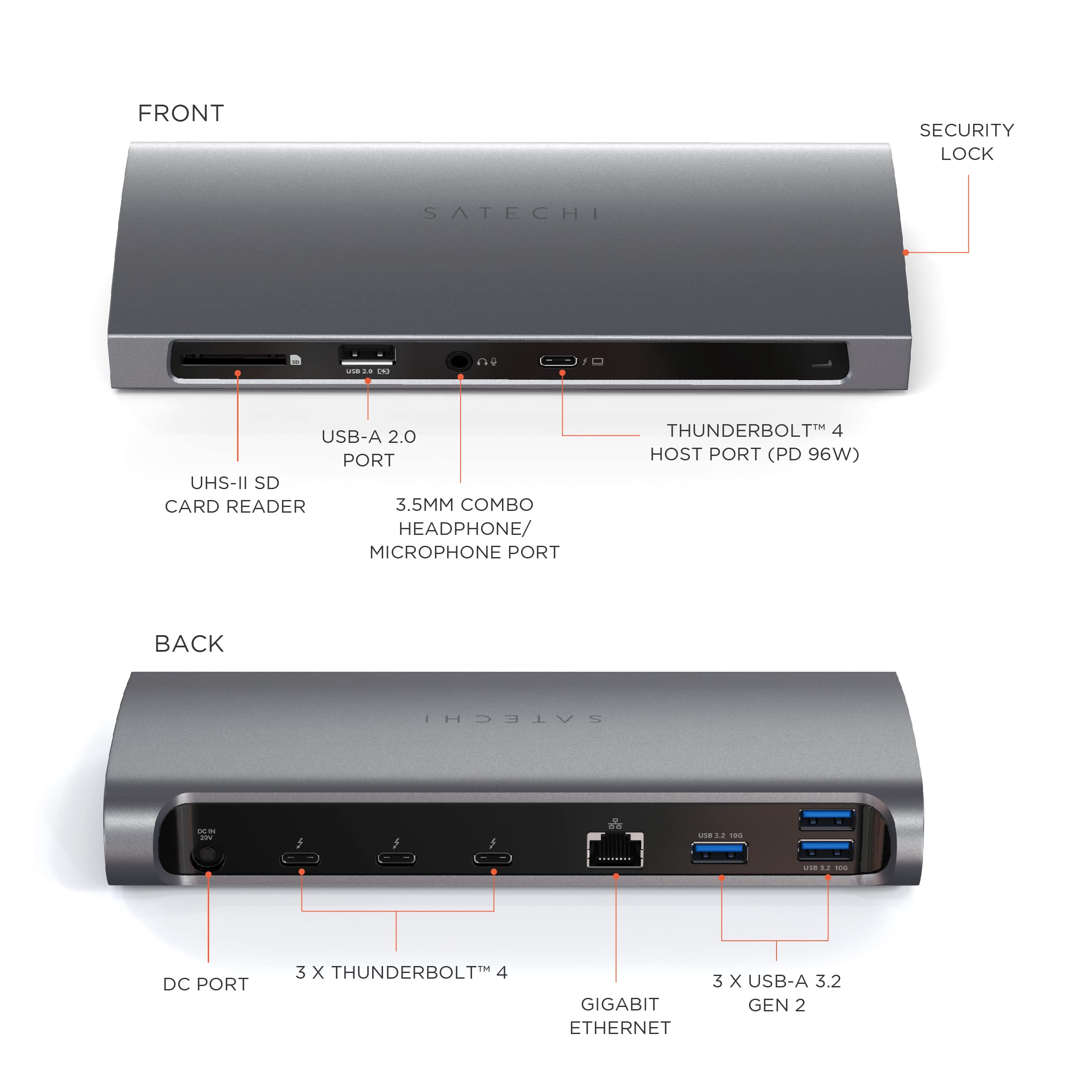 Foto 3 pulgar | Estación De Acoplamiento Satechi Thunderbolt 4 12 En 1 Usb-c Hub 96 W - Venta Internacional.