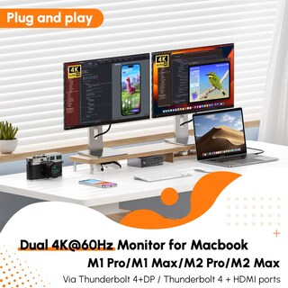 Foto 4 | Thunderbolt 4 Dock Tobenone Con Adaptador De Corriente Para Windows/mac - Venta Internacional.