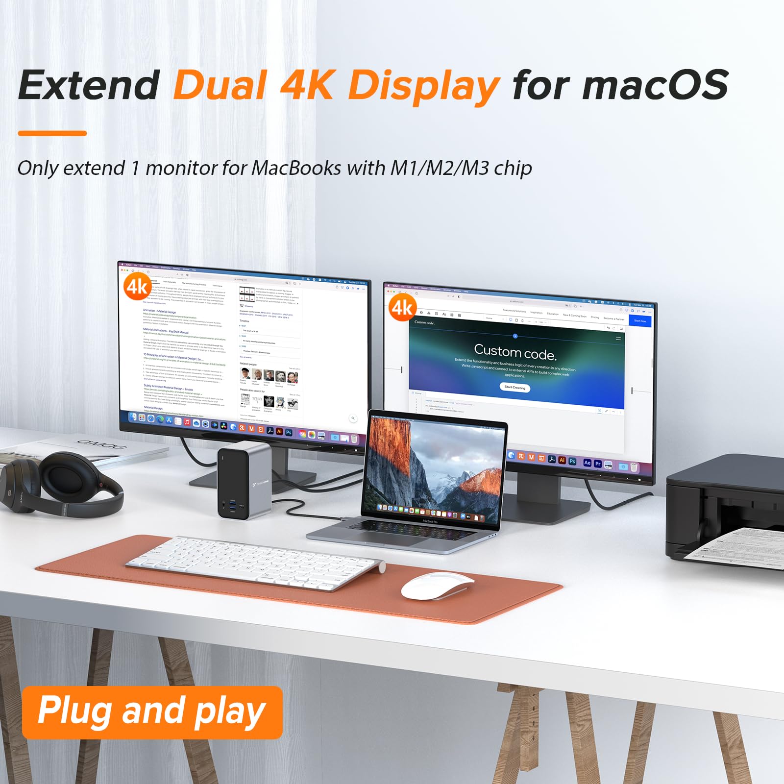 Foto 3 pulgar | Estación De Acoplamiento Usb C Con Doble Monitor Para Macbook Pro/air - Venta Internacional.
