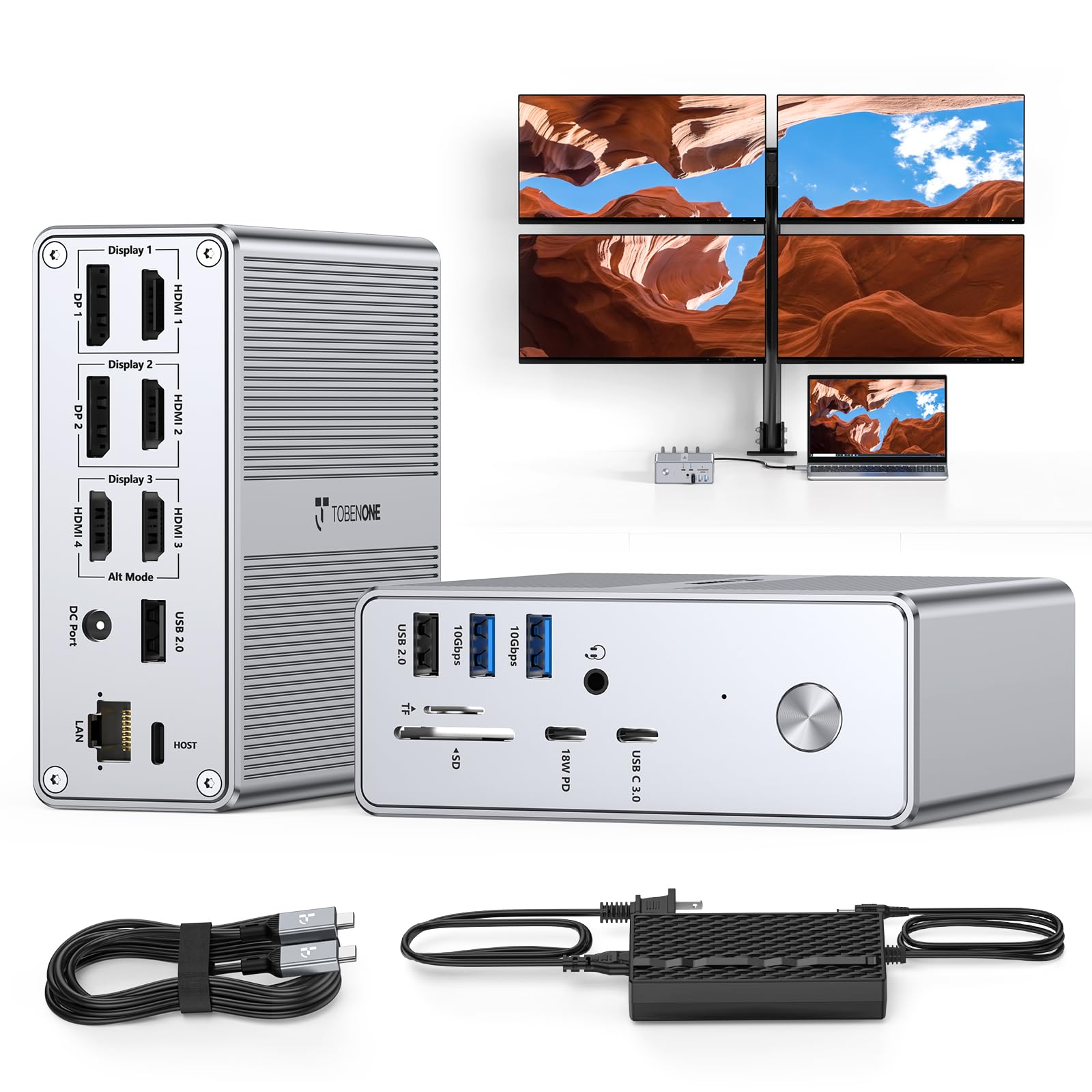 Estación De Acoplamiento Para Cuatro Monitores Tobenone Uds033b Hdmi 18 En 1 - Venta Internacional.