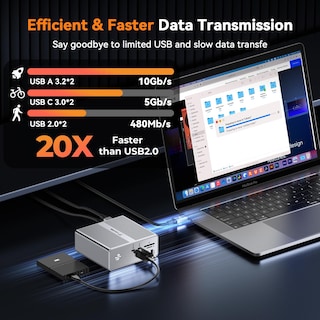 Foto 6 | Estación De Acoplamiento Para Cuatro Monitores Tobenone Uds033b Hdmi 18 En 1 - Venta Internacional.