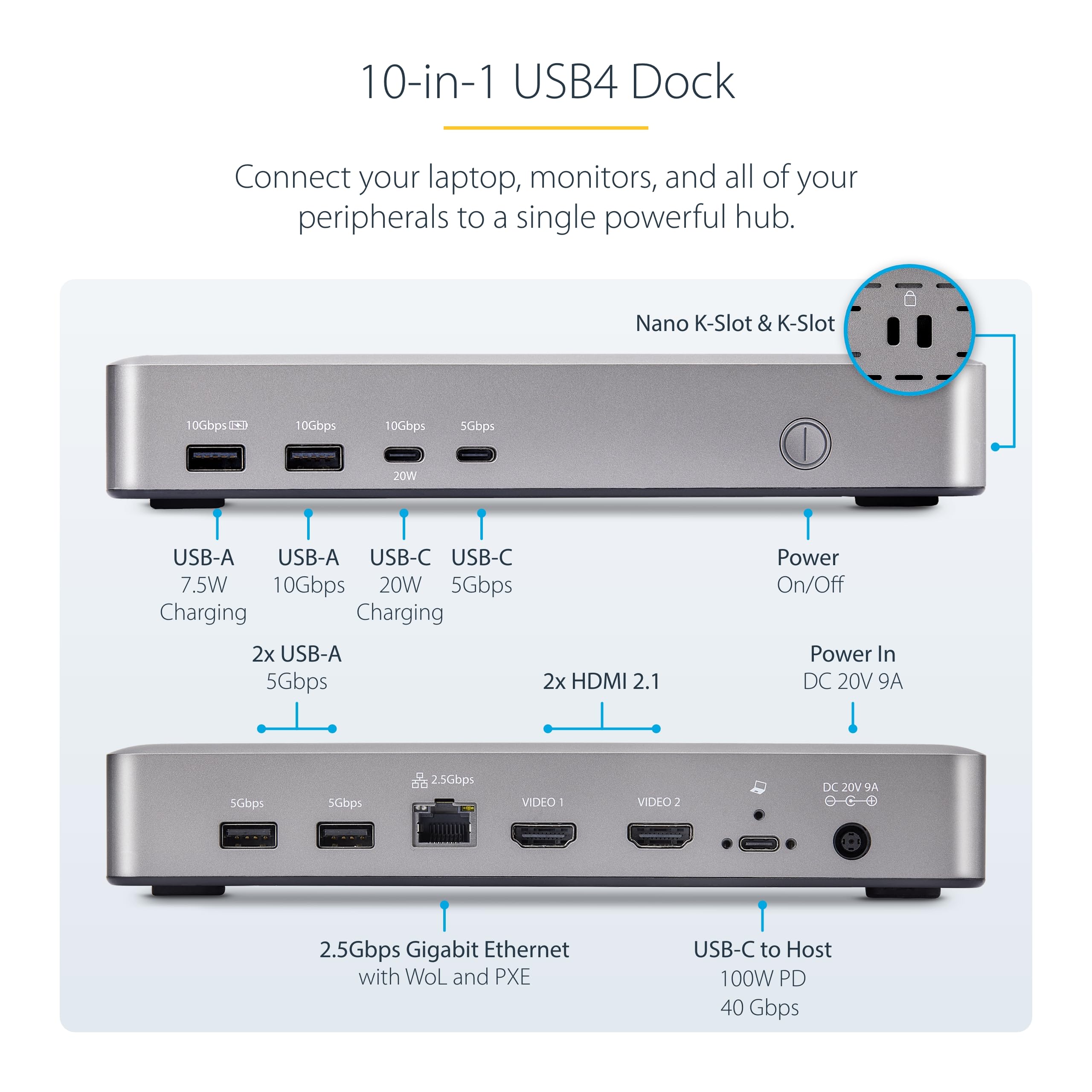 Foto 3 | Estación De Acoplamiento Startech.com Usb-c 10 En 1 Usb4 100w - Venta Internacional.