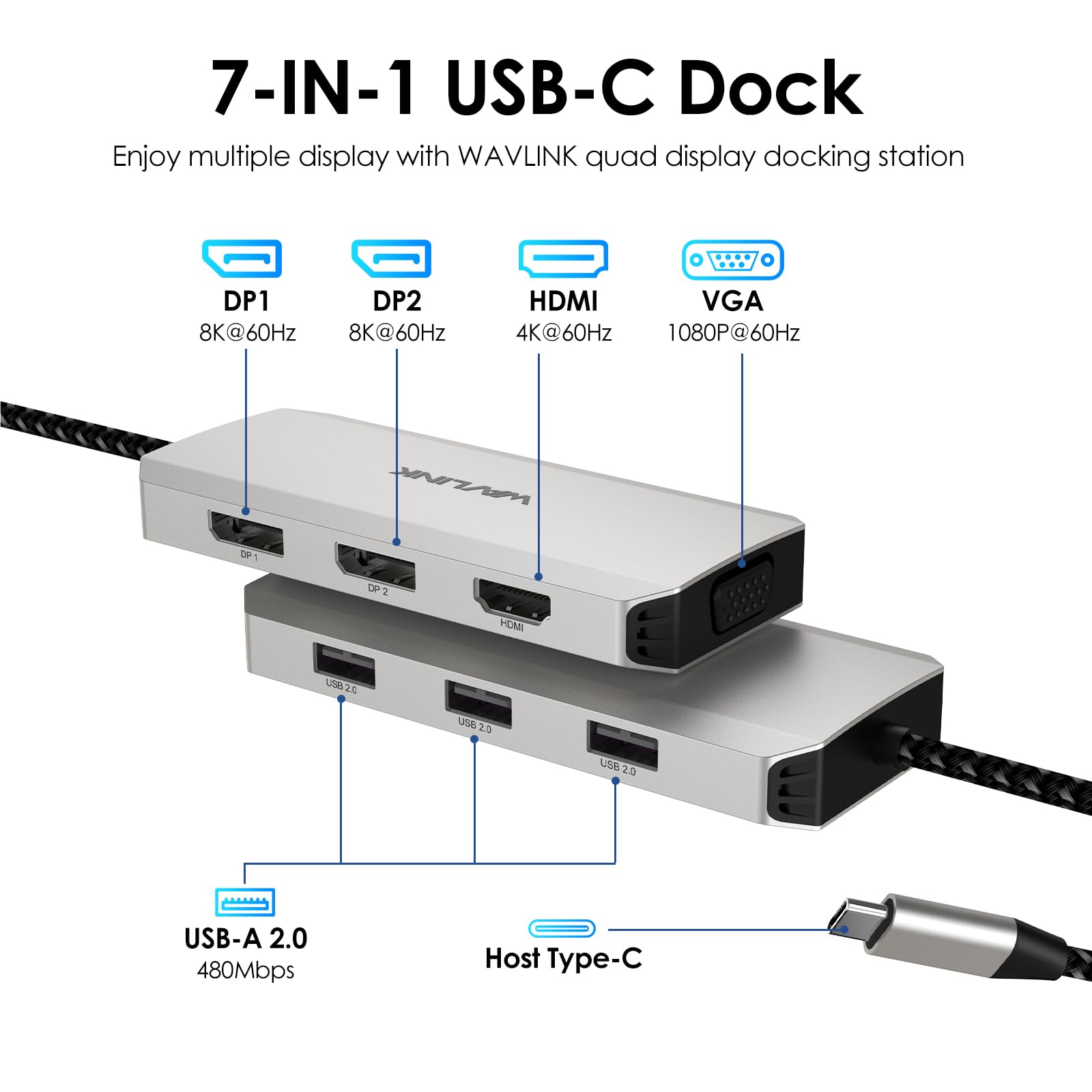 Foto 3 pulgar | Estación De Acoplamiento Wavlink Usb C Dual Dp Hdmi Vga Windows - Venta Internacional.