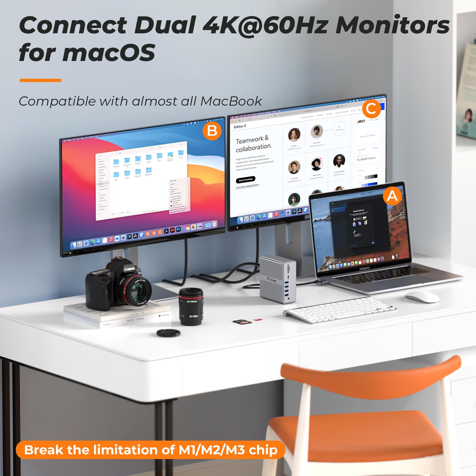 Foto 4 pulgar | Estación De Acoplamiento Tobenone Para Doble Monitor 4k @60hz Usb-c 65w Pd - Venta Internacional.