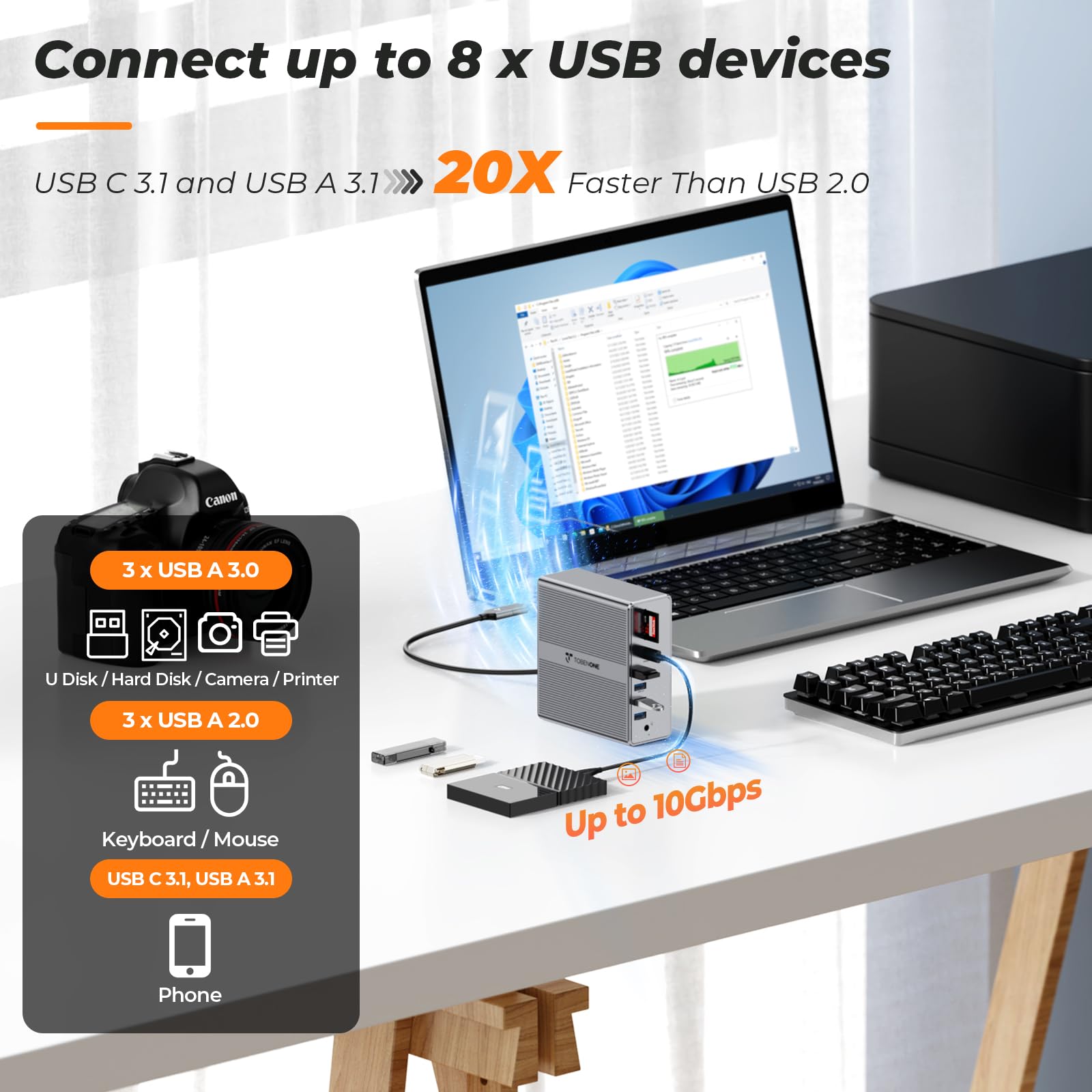Foto 6 pulgar | Estación De Acoplamiento Tobenone Para Doble Monitor 4k @60hz Usb-c 65w Pd - Venta Internacional.