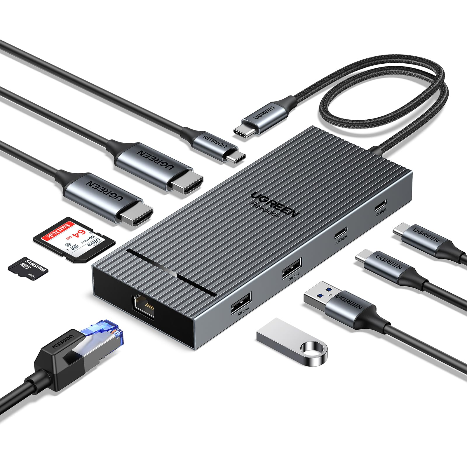 Foto 2 pulgar | Estación De Acoplamiento Usb C Ugreen Revodok Pro 10 En 1 Dual 4k @60hz - Venta Internacional.