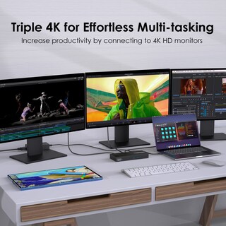 Foto 3 | Estación De Acoplamiento Wavlink Displaylink Para Triple Monitor 4k 60 Hz - Venta Internacional.